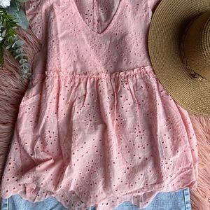 Sleeveless Pink Eyelet Top